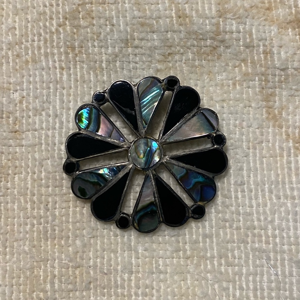 Vintage sterling silver abalone pendant